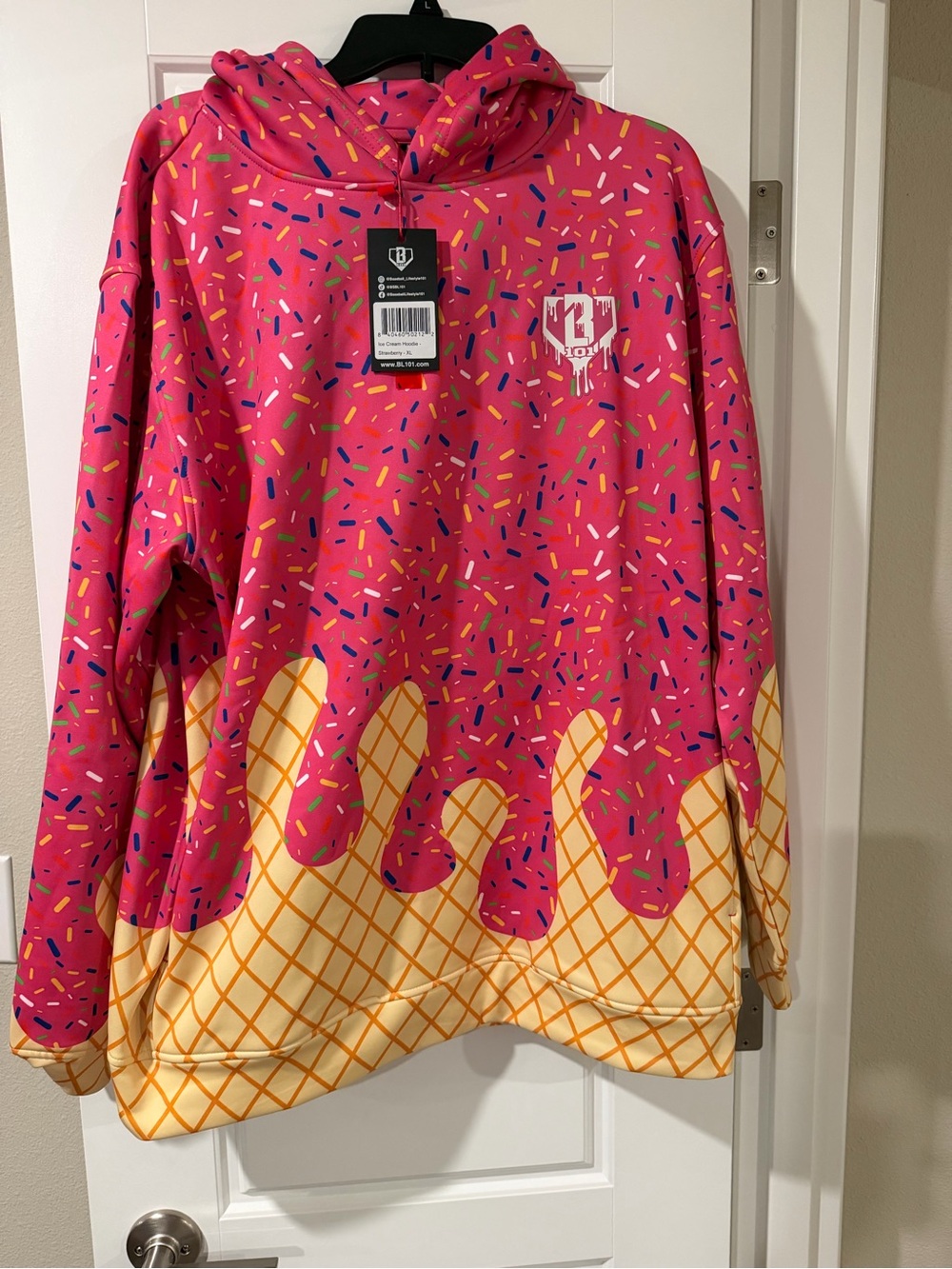Men’s Baseball Lifestyle 101 Pink & Yellow Ice Cream Drip Hoodie